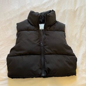 Aeropostale Cropped Black Puffer Vest